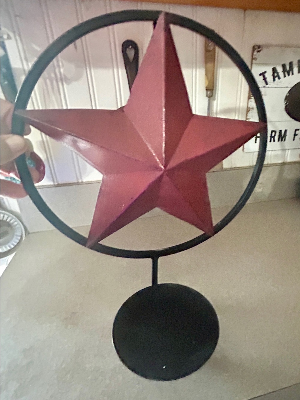 Red & Black metal Star candle holder